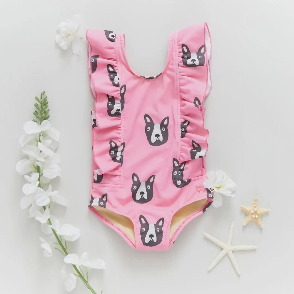 Pink Chicken Baby Girls Katniss Suit Pink Boston Terrier Size 12 - 18 Months NEW